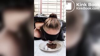 female slave eats shit