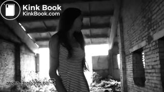 Young girl in dress shitting blue panties