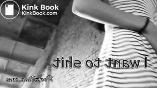 Young girl in dress shitting blue panties