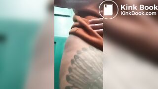 nasty girl misses the toilet bowl while taking a shit !
