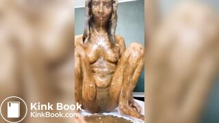 cute girl smearing her poop