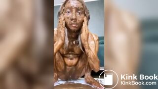 cute girl smearing her poop