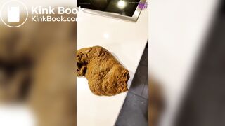 Girl shits on kitchen counter