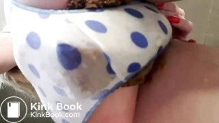 Big poop in spotted panties