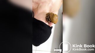 Blonde girl Katherine shitting a big cake on her slave