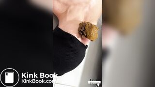 Blonde girl Katherine shitting a big cake on her slave