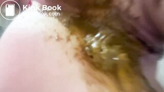 Big panty poop in pink satin