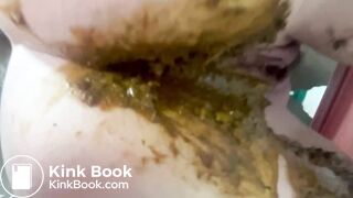 Big panty poop in pink satin