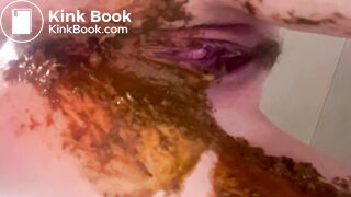 Big panty poop in pink satin