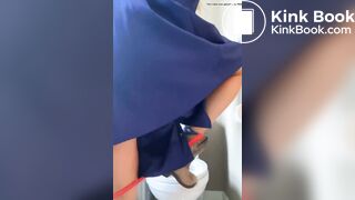 Girl with mask pooping