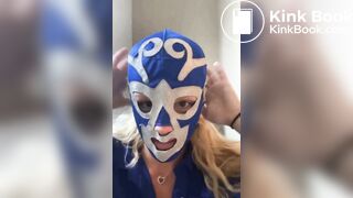 Girl with mask pooping