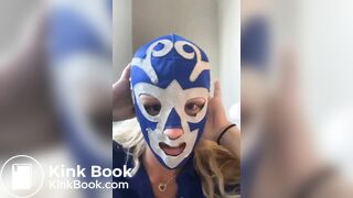 Girl with mask pooping
