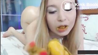 Shit covered dildo blowjob - video 2