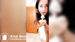 Tasting her butt plug