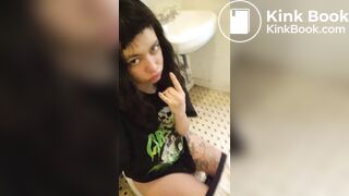 Cute blonde shitting