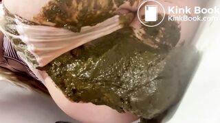 Pink panties overflowing with poop