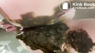 Pink panties overflowing with poop