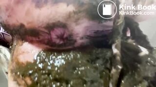 Pink panties overflowing with poop