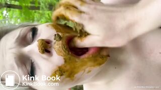 New blonde slut smears and swallows my shit