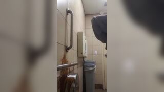 Girl squirts diarrhea on the wall