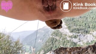 Girl big pooping in camping