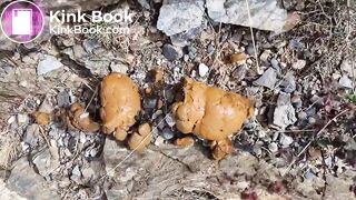 Girl big pooping in camping