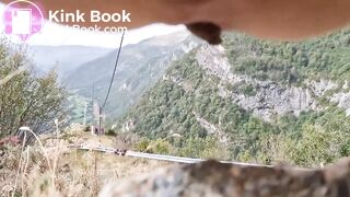 Girl big pooping in camping