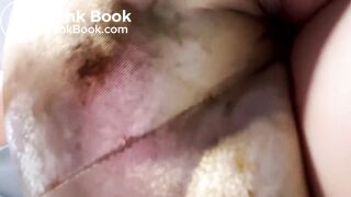 Big poop squashes in shiny pants