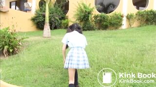 Wetting her panties on a construction site