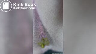 Close Up Teen Shits While Dripping Slimy Wet Cum