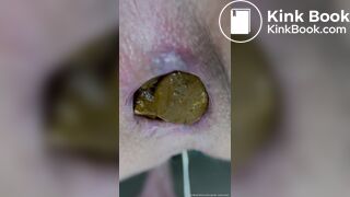Close Up Teen Shits While Dripping Slimy Wet Cum