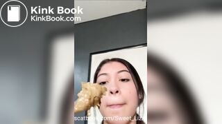 Young latina eating with spoon