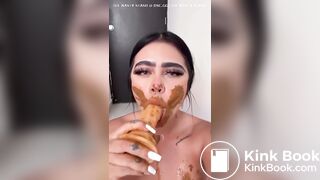 STUNNING Latina Smears Her Shit, Tastes It, and Pukes