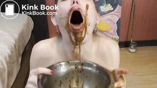 Scat girl eats poo and vomits..