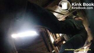 girls pee and shit in wooden street toilet