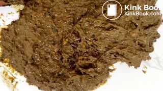 Red panties overflowing with poop