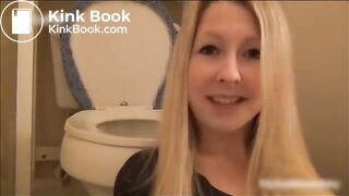 cute blonde close up big toilet shit