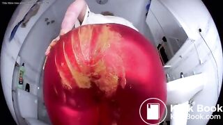 Betty in shitting in Red leather pants