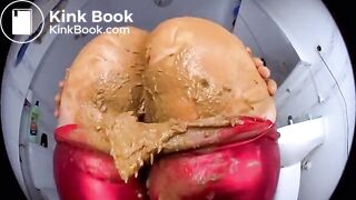 Betty in shitting in Red leather pants