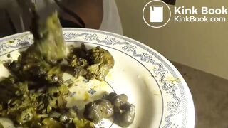 Ebony shitting on the plate for you to eat PT 2