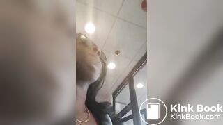 Big black ass diarrhea in public bathroom