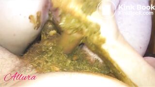 girl shit on cock while using a dildo