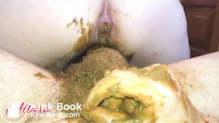 girl shit on cock while using a dildo