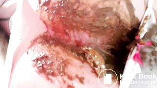 Poop in white dress and panties