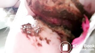 Poop in white dress and panties