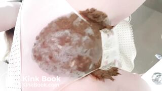 Poop in white dress and panties