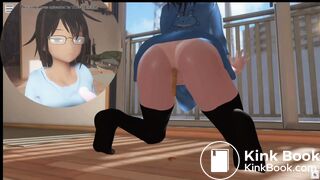 Anime girl defecates while looking out the window