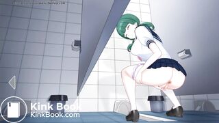 Classmate masturbates and squirts while shitting