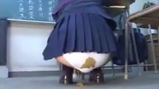 Japanese college girl pooping in white panties