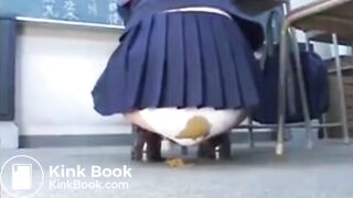 Japanese college girl pooping in white panties